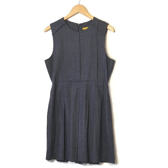 Alice + Olivia Dress Scoop Neck Sleeveless Pleated Wool Midi Classic Gray Size M - Picture 16 of 16